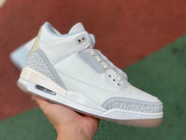 aj3 кремово-белые кроссовки Air Jordan 3 Craft «Grey Mist» с взрывным узором FJ9479-100