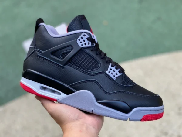 aj4, черная и красная кожа, специальная версия ljr, произведенная Air Jordan 4 "Bred Reimagined" FV5029-006