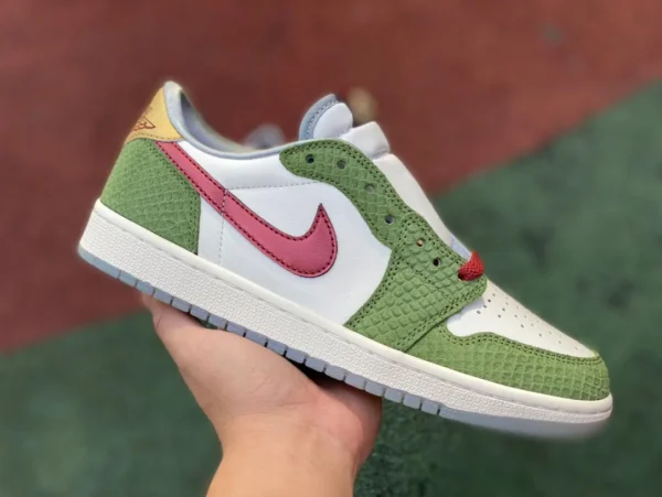 aj1 белый зеленый красный низкий NIKE AIR JORDAN 1 LOW fn3727-100