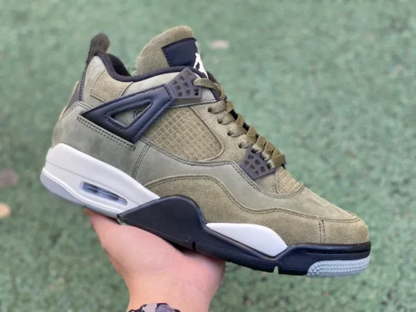 aj4 оригинальные баскетбольные кроссовки Air Jordan 4 "Olive" в стиле милитари зеленого цвета в ретро стиле AJ4 FB9927-200