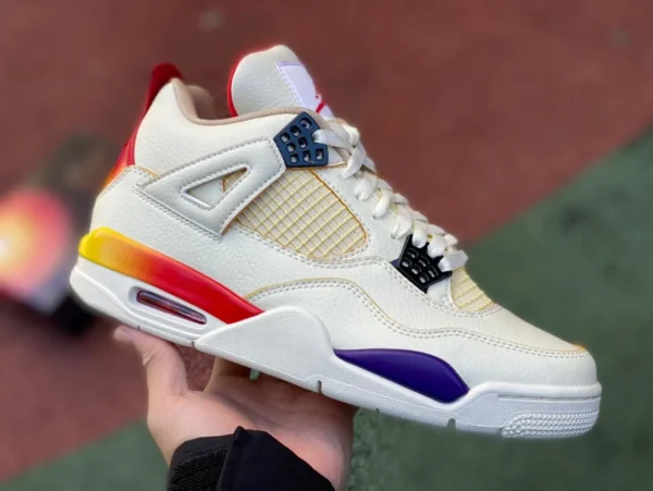 aj4 Белый Синий Красный Super Bowl Rainbow J Balvin x Jordan Air Jordan 4 Joint Ретро Баскетбольные кроссовки Белый Синий Красный DG0344-901