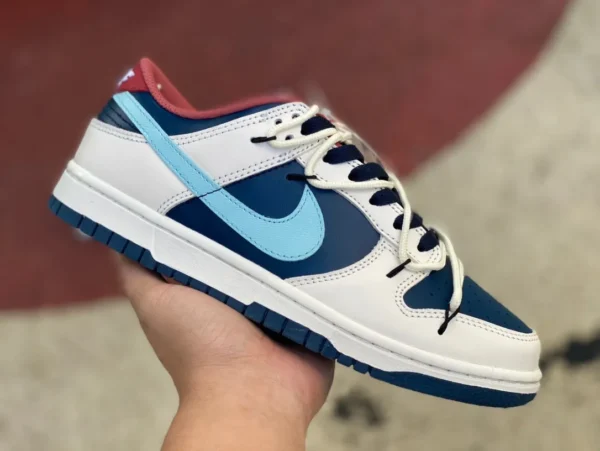 Кроссовки с ремешком Dunk белые синие красные низкие кеды Nike Dunk Low DD1503-602