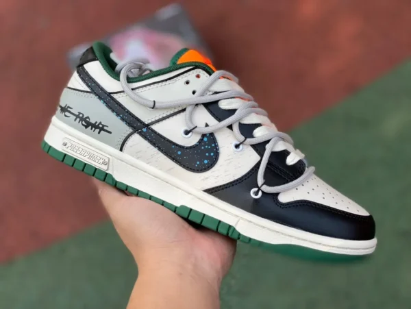 Кроссовки с ремешками Dunk черно-белые серо-зеленые низкие кеды Nike Dunk Low DD1391-300