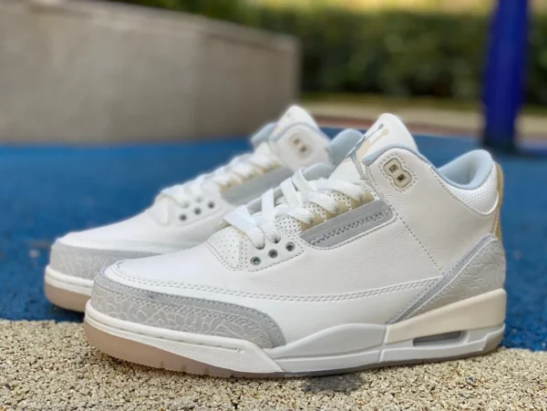 aj3 белый серый желтый первый слой кожи Air Jordan 3 "vory" fj9479-100