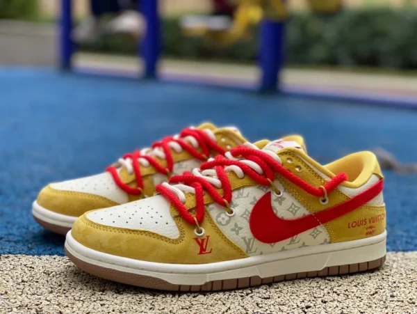 Бело-желто-красный ремешок Dunk LV Nike Dunk Low x Louis Vuitton деконструированные низкие кеды LV Joint FC1688-168