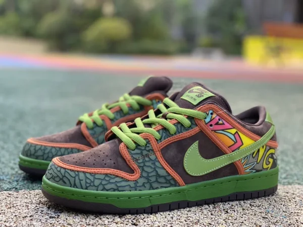 Dunk коричнево-зеленый подсолнух Dunk Low SB QS "DE LA SOUL" подсолнечник взрывной узор 789841-332