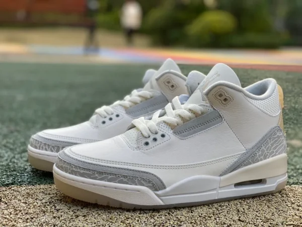 aj3 белый серый желтый цвет слоновой кости чистый оригинальный Air Jordan 3 "vory" Retro Hide And Sneak FJ9479-100