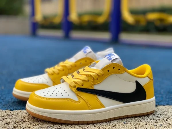 aj1 barb low-top белый желтый черный Tracis Scott x Air Jordan 1 Low Golf TS Joint barb low-top low DZ4137-700