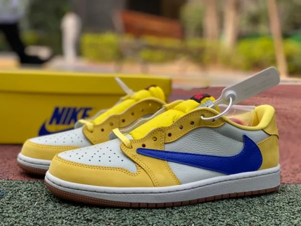 aj1 Barb Low White Yellow Blue Travis Scott x Air Jordan 1 Low "Canary" Barb Low DZ4137-700