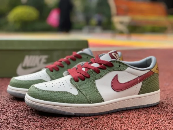 aj1 бело-зеленый год дракона low pure оригинальные Air Jordan 1 Low AJ1 год дракона бело-зеленые баскетбольные кроссовки в стиле ретро с низким верхом FN3727-100