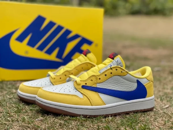 aj1 Barb Low White Yellow Blue T1 Pure Original Travis Scott x Air Jordan 1 Low "Canary" Barb Low DZ4137-7