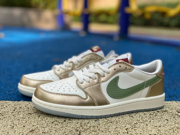 aj1 платиново-зеленый год дракона low Air Jordan 1 Low AJ1 год дракона бело-зеленые низкие баскетбольные кроссовки в стиле ретро FQ6593-100