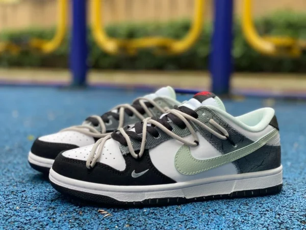 Ремешки Dunk черно-бело-зеленые кроссовки Nike Dunk Low 811 с темным узором в стиле high street деконструированные ручная роспись окрашенные распылением низкие кроссовки черно-бело-зеленые DV0827-100