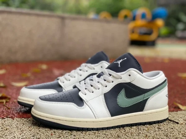 aj1 белый черный зеленый низкий Air Jordan 1 Low WMNS AJ1 черный зеленый ретро баскетбольные кроссовки DC0774-001