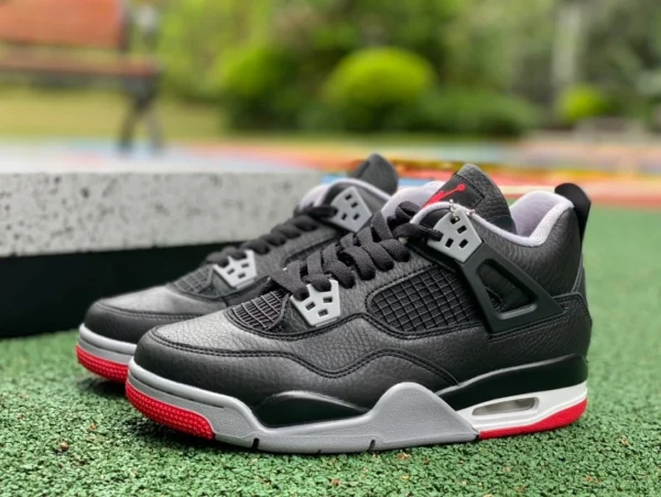 aj4 черная и красная кожаная женская модель Real Shot Cut кусок чистый оригинал Air Jordan 4 AJ4 черно-красная ретро баскетбольная обувь со средней посадкой 24 года модель FV5029-006