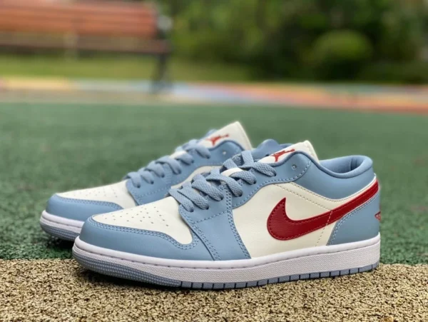 aj1 белый синий красный крючок low dt pure original Air Jordan 1 Low AJ1 сине-белые нескользящие баскетбольные кроссовки в стиле ретро DC0774-164