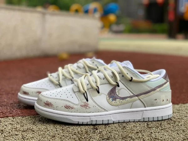 Бело-зеленые повседневные низкие кеды с ремешками Dunk Nike Dunk Low DV0831-101