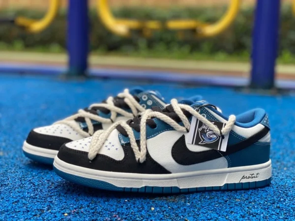 Dunk обвязка пеньковой веревки черно-белый синий Nike Dunk Low уличная одежда в уличном стиле джинсовая пеньковая веревка деконструкция защита океана ретро-тренд низкие кроссовки черно-белые синие DV0834-101