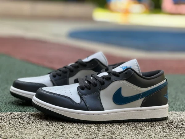 aj1 низкие баскетбольные кроссовки черного, серого и синего цветов dt pure original Air Jordan 1 Low AJ1 черного, серого и синего цвета в стиле ретро DC0774-040