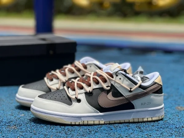 Кроссовки с ремешком Dunk каштановые бежевые черно-коричневые Nike Dunk Low каштановые низкие кеды с надписью High Street черно-коричневые DV0831-003