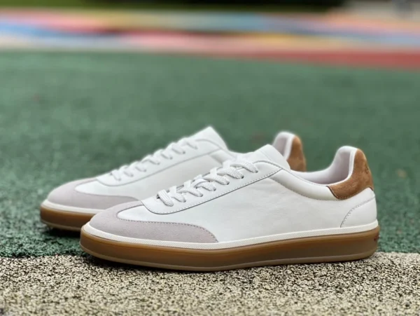 Кроссовки LP бело-коричневые Loro Piana Tennis Walk с круглым носком модные износостойкие низкие кроссовки на шнуровке для мужчин