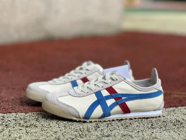 Onitsuka Tiger белый, серый, синий и красный чистый оригинальный Onitsuka Tiger MEXICO 66 низкая доска