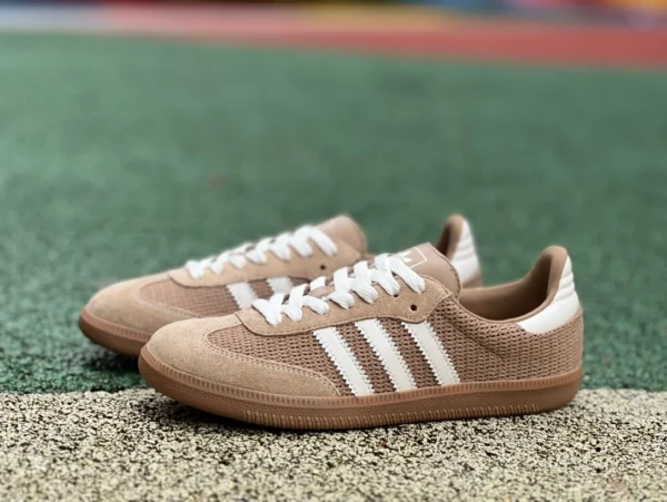 Adidas De Xun серые абрикосовые сетчатые оригинальные кроссовки Adidas Samba De Xun в стиле ретро с низкими берцами повседневные кроссовки ie195