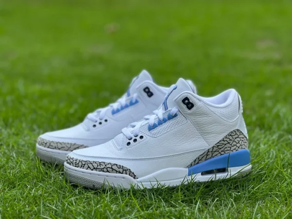 кроссовки Air Jordan 3 AJ3 North Carolina Blue White Blue UNC с кракле PE aj3 CT8532-104